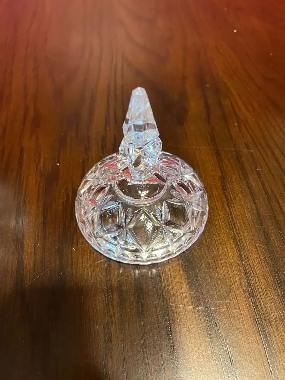 Vintage Footed Cut Lead Crystal Lidded Candy Dish with Pinwheel and Hobstar Desi
